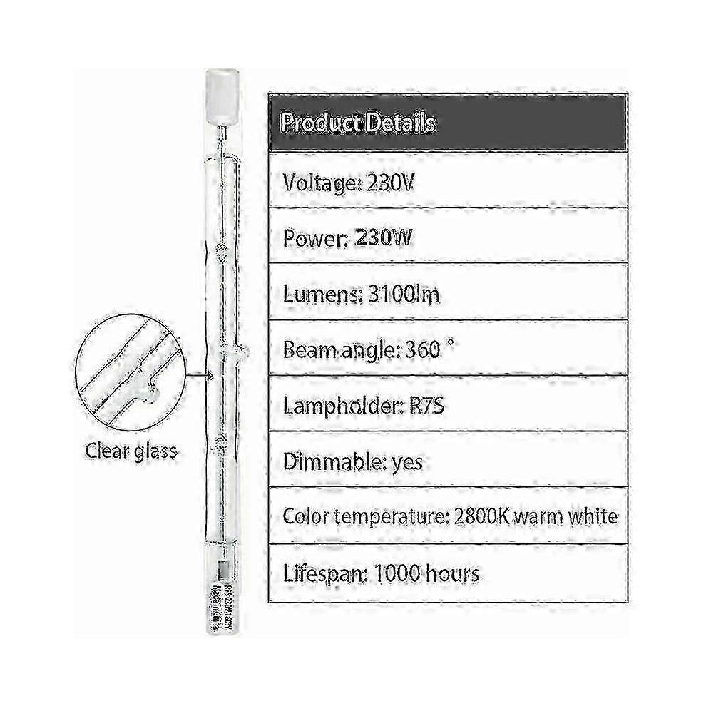 10pcs R7s halogen lamp, 118mm, 300W, 230V