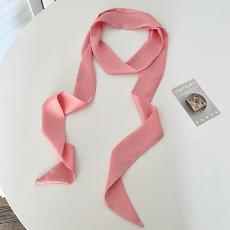 

200*4Cm Women Plain Chiffon Silk Scarf Neckerchief Solid Color Long Hairband Versatile Decorative Streamer Bag Tie Satin Ribbon A16