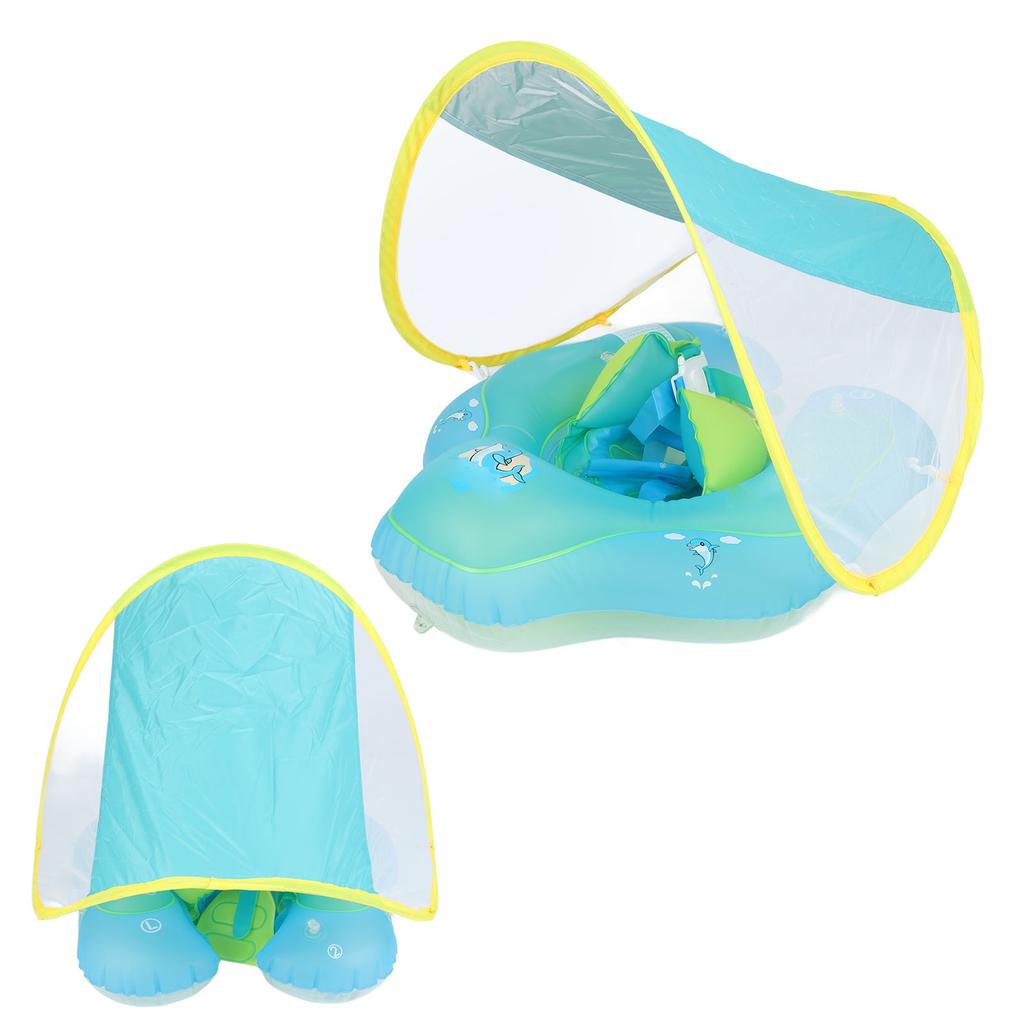 Baby Swimming Float Inflatable Infant Pool Float Ring with Removable Sun Protection Canopy