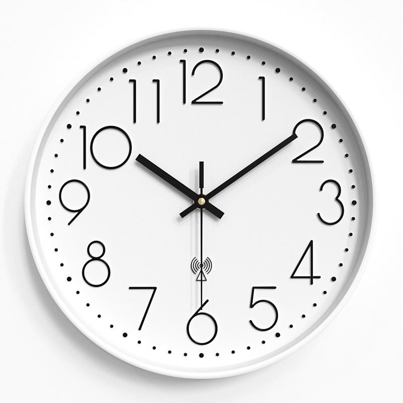 Radio Clock Home Simple Watch Wall Hanging Living Room Silent Clock Clock Automatic Time Quartz Clock 12 Inches 30CM