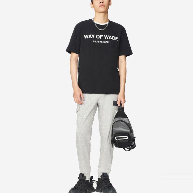 Li-Ning Wade Series Letter Print Round Neck Casual Short Sleeve T-Shirt Men Tops Black AHSS439-1