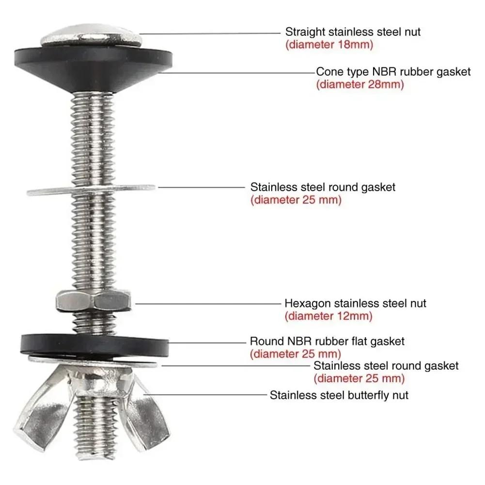 2 шт. Болт бачка унитаза Высококачественный крепеж для бачка унитаза Уплотнительный комплект Болты для плотного соединения Аксессуары для унитаза China Mainland