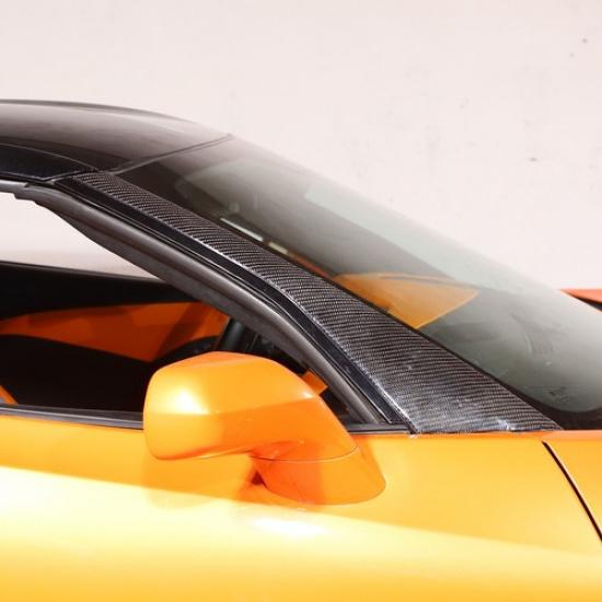Carbon Fiber Exterior A-Pillar Panel Trim Whield Kit For Corvette C7 2014-19