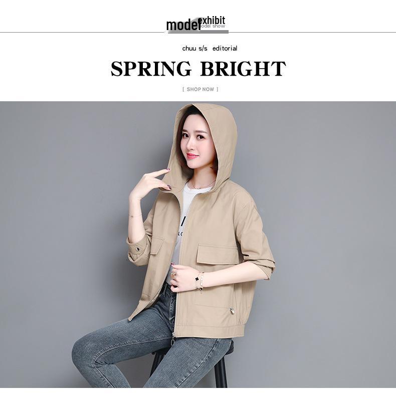 Women's Petite Hooded Trench Coat - Casual & Stylish for Spring & Autumn