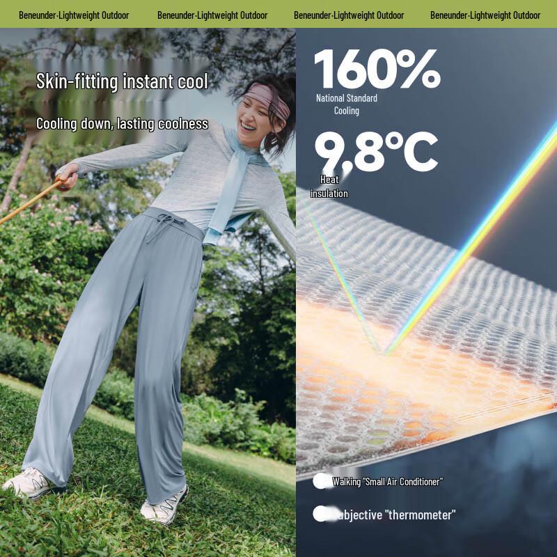 beneunder Women's Wide-Leg Cooling Cuffed UV Protection Pants AL20524