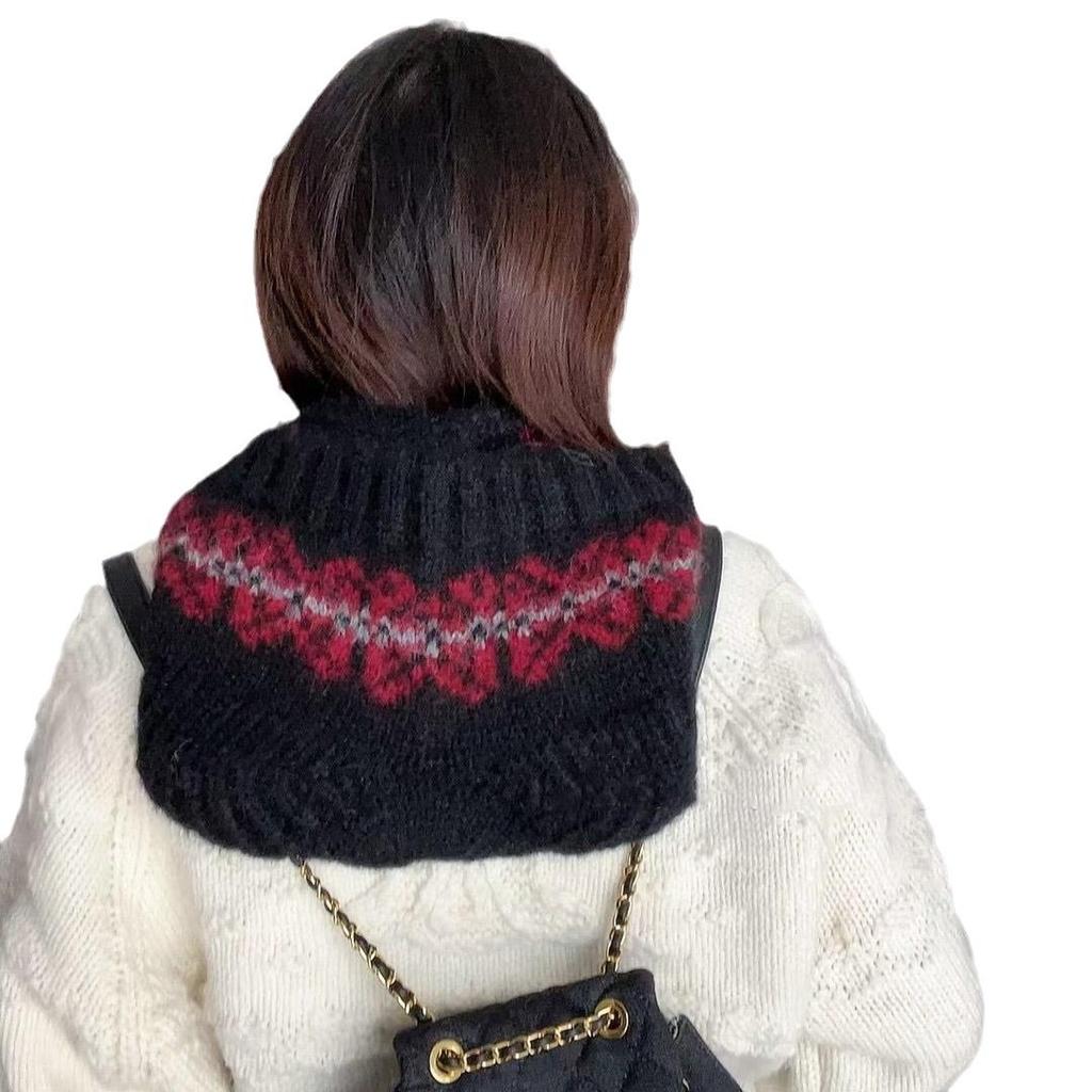 Cute Wool Blended Bear Hat for Women in Autumn and Winter Maillard Face Showing Small Warm Ear Protection Scarf Integrated Woolen Hat