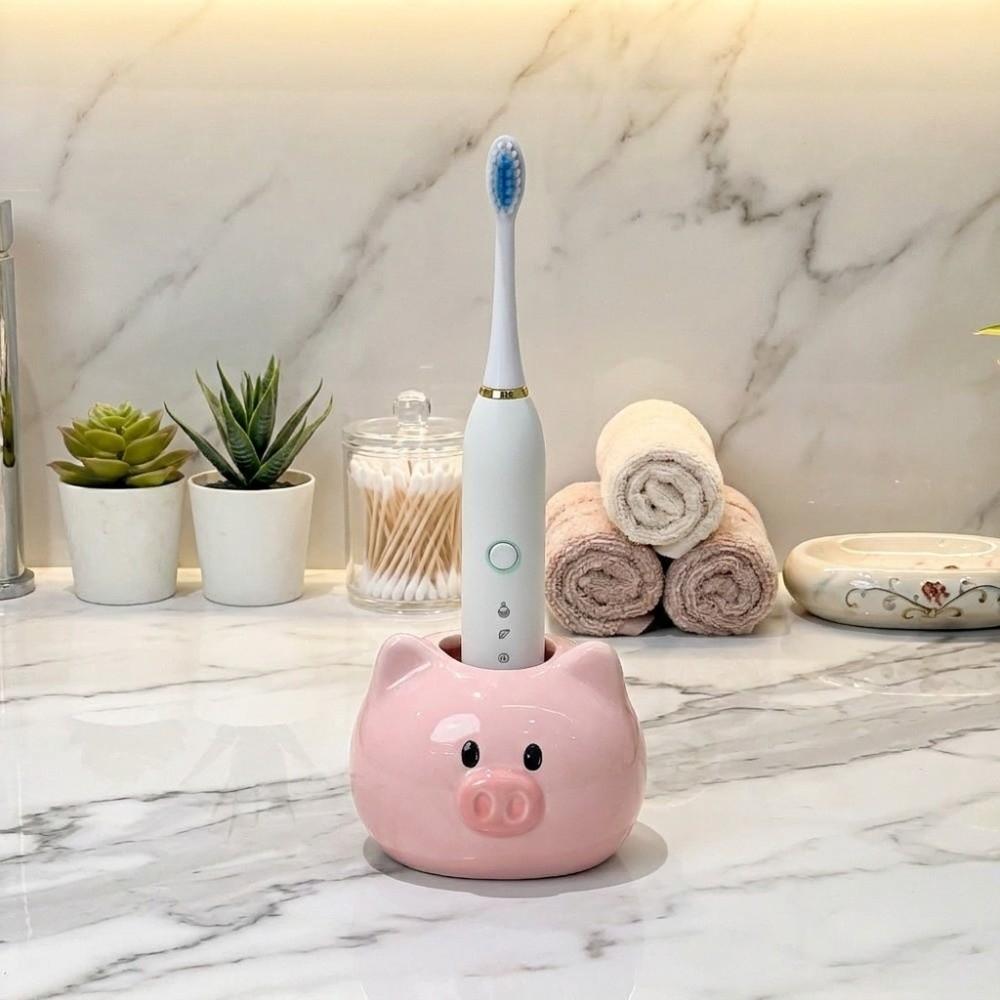 Cartoon Electric Toothbrush Holder Piggy Design Countertop Organizer Toothpaste Stand Bathroom