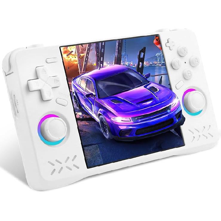Upgraded XF40H Handheld Game Console, Retro Gaming Console Preloaded Classic Games with Multiple Emulators, 4.0 Inch 4K HD IPS Screen Open Source White-128g