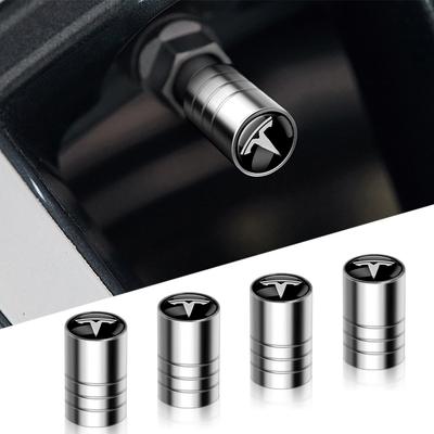 4Pcs Auto Badge Metal Car Tire Valve Caps Tyre Air Stem Covers Emblem Decoration Accessories For Model3 Model Y Model S X