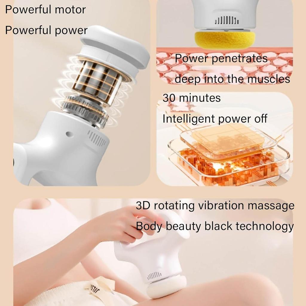 Massology Pro Massage , 12 - Level Adjustable Portable Home Massage Tool With 3 Massages Heads For Back, Neck, Body