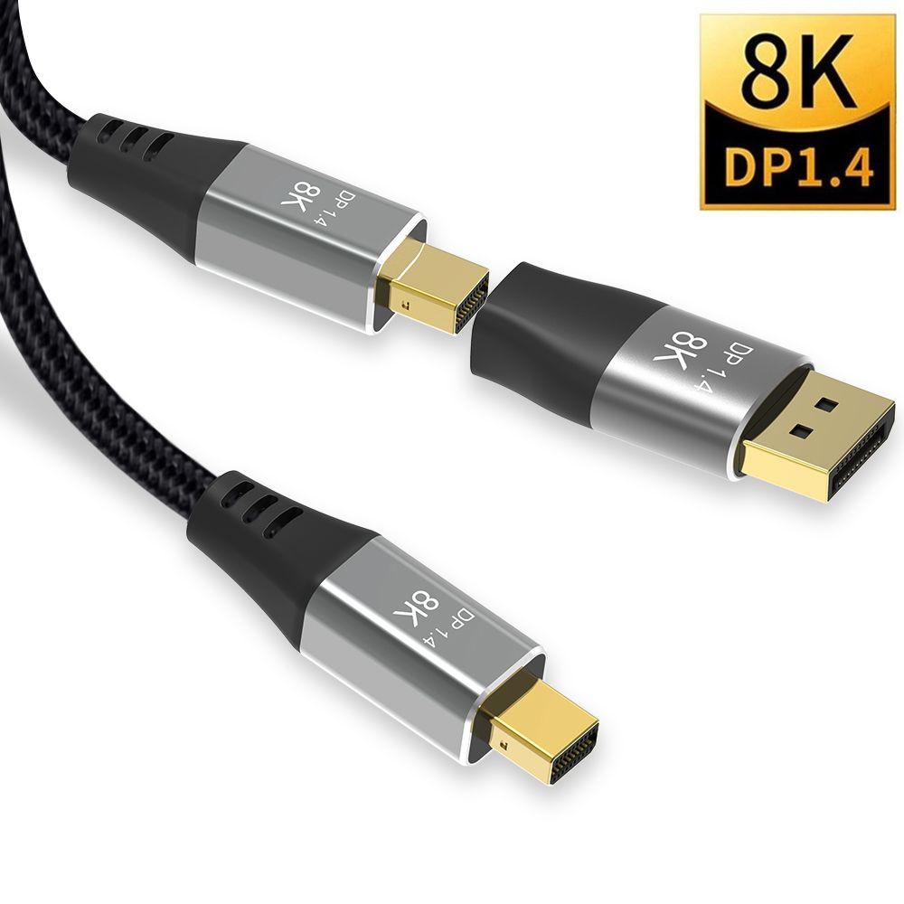 

с адаптером Mini DP на DP Разъем MDP DisplayPort 1.4 Кабель Mini DP на Mini DP 4K при 120 Гц 8K при 60 Гц