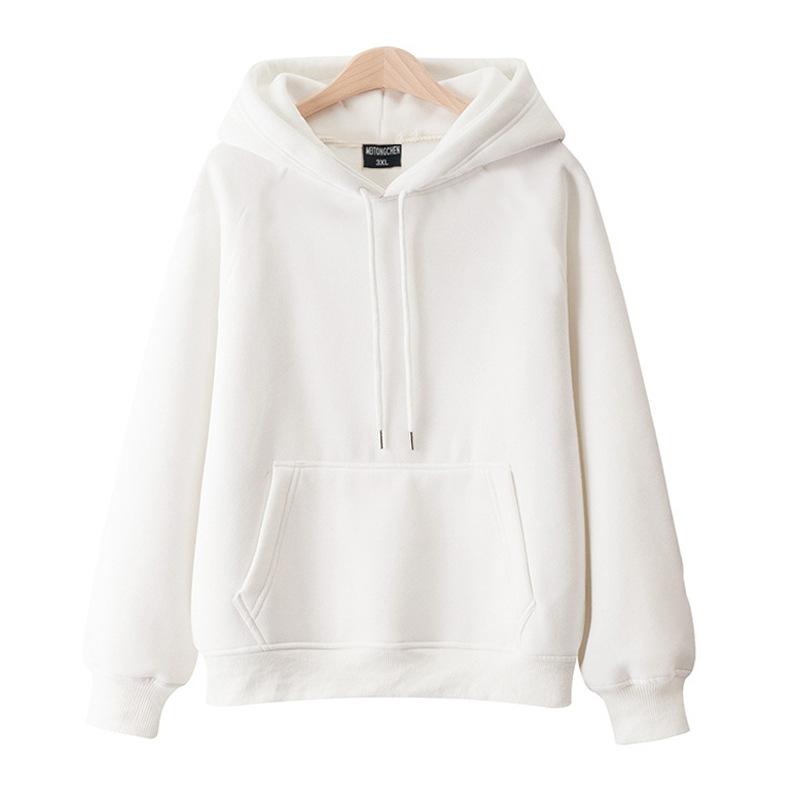Felpa con cappuccio, pullover casual, ampia e imbottita in cotone tinta unita, da donna, autunno e inverno