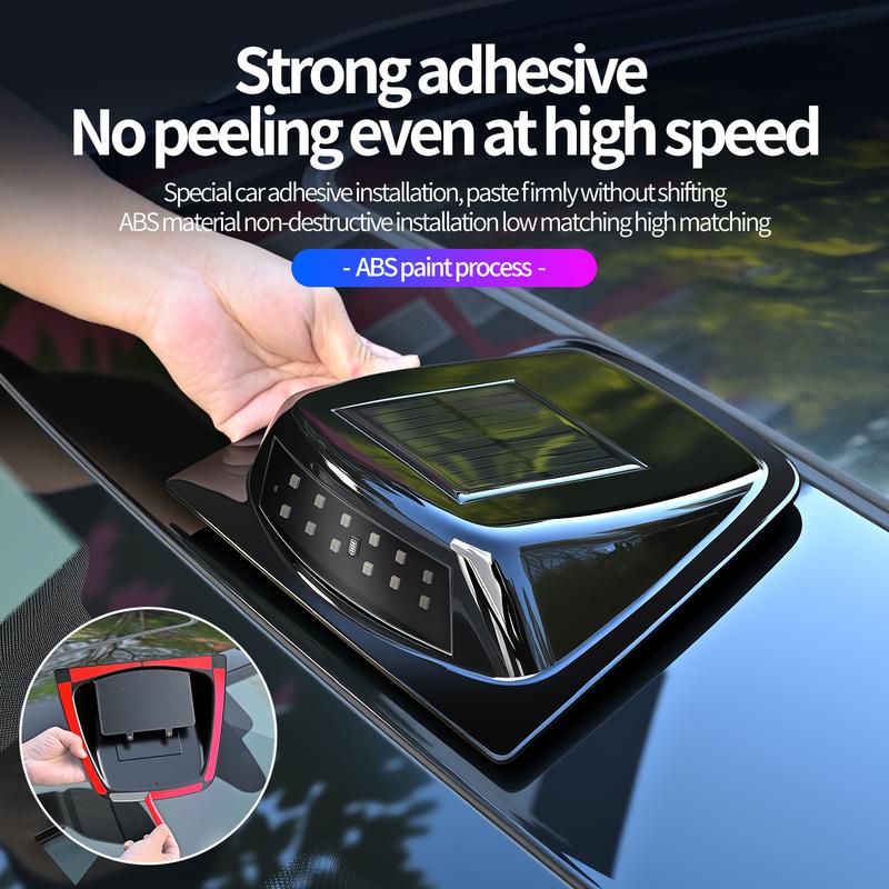 Solar Powered LED Car Roof LiDAR Decorative Cover Light Anti Rear End Collision Warning Flashing Navigation Light
