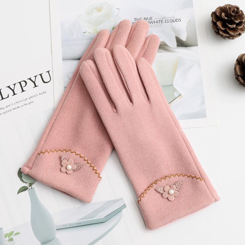 Autumn Winter New Women Keep Warm Touch Screen Thin Fleece Windproof Elasticity Gloves Elegant Female Retouch Bowknot Simple