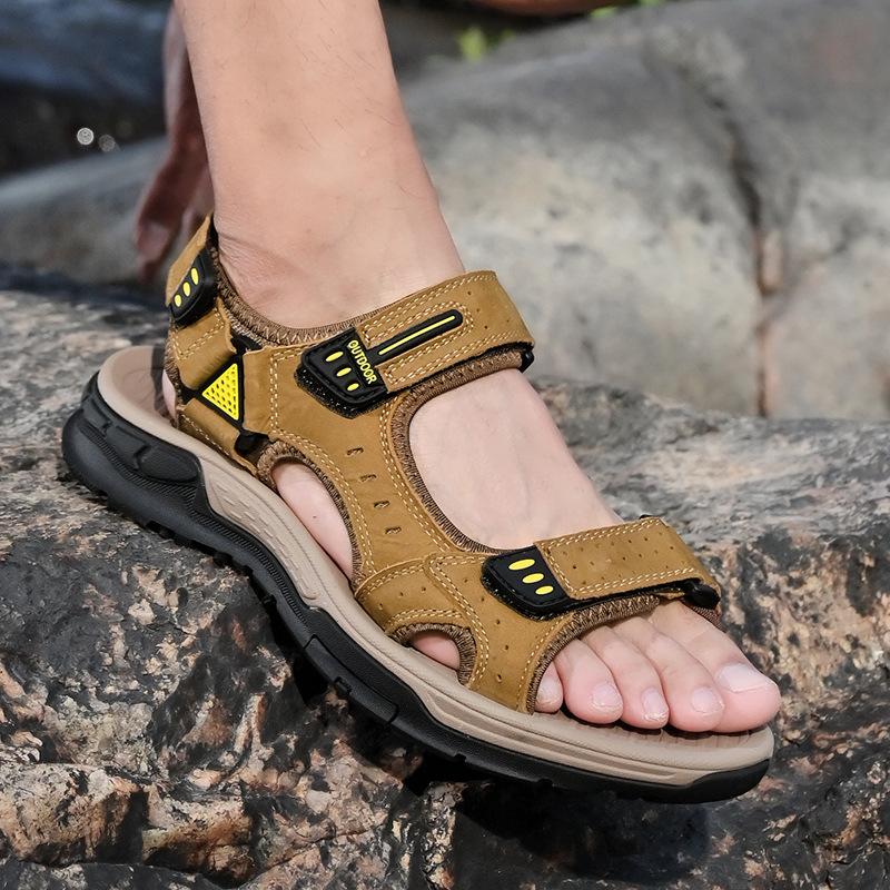 Large Size Summer Breathable Men's Sandals Wear Non-slip Cowhide Lightweight Outdoor Creek Beach Shoes Casual Shoes