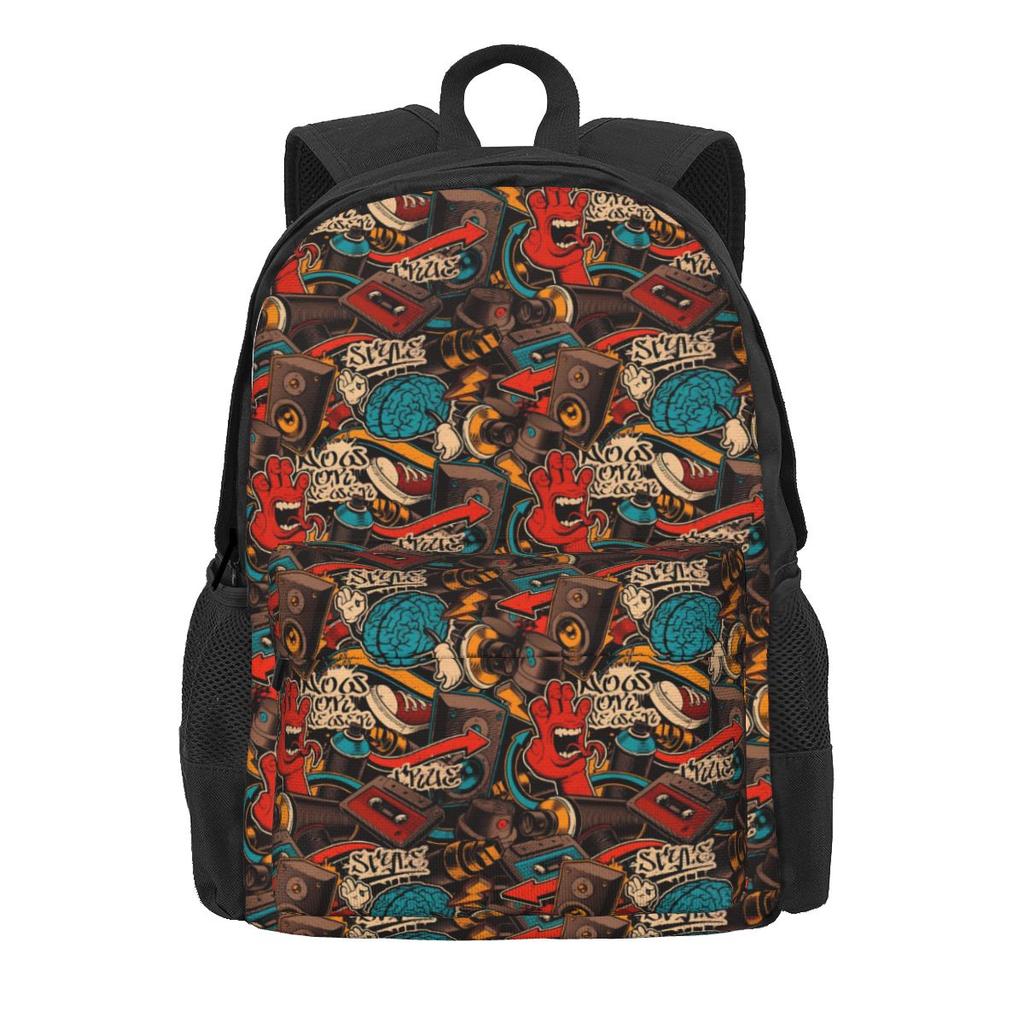Schwarz-Weiß Graffiti Rucksack Abstraktes Symbol Neuheit Rucksäcke Damen Herren Universität Langlebig Schulrucksäcke Design Rucksack
