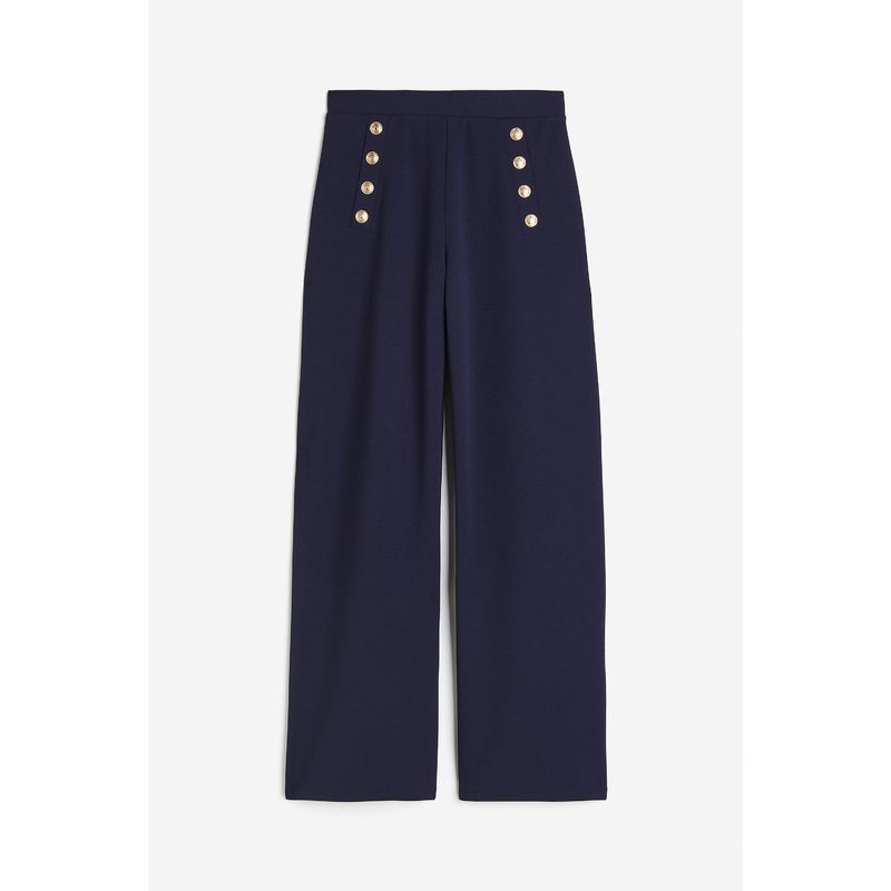 

Женская одежда HM Повседневные брюки Осень Ретро крой Плотная ткань Ленивый темперамент Высокая талия Стройнящие Свободные брюки 1133068 Navy blue 155/64