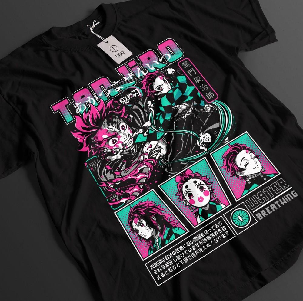 

Demon Slayer Shirt Tanjiro T-Shirt Zenitsu KNY Nezuko Inosuke Akaza Muzan Tee XL