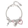 Pan's DIY Rhinestone Heart & Key Lock Beaded Bracelet for Women – Fashion Jewelry Gift
