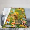 Biene Maja Mit Blumen Cartoon Decke für Sofa Weiche Flauschige Plüschdecke 50x60 Zoll Mehrere Größen Tagesdecken
