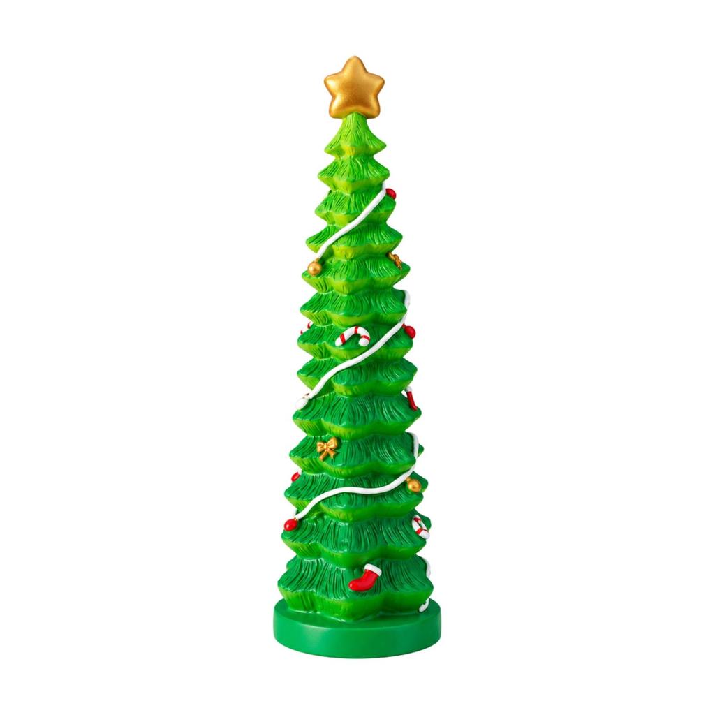 Tabletop Christmas Tree with Star Topper Freestanding Round Base Compact Holiday