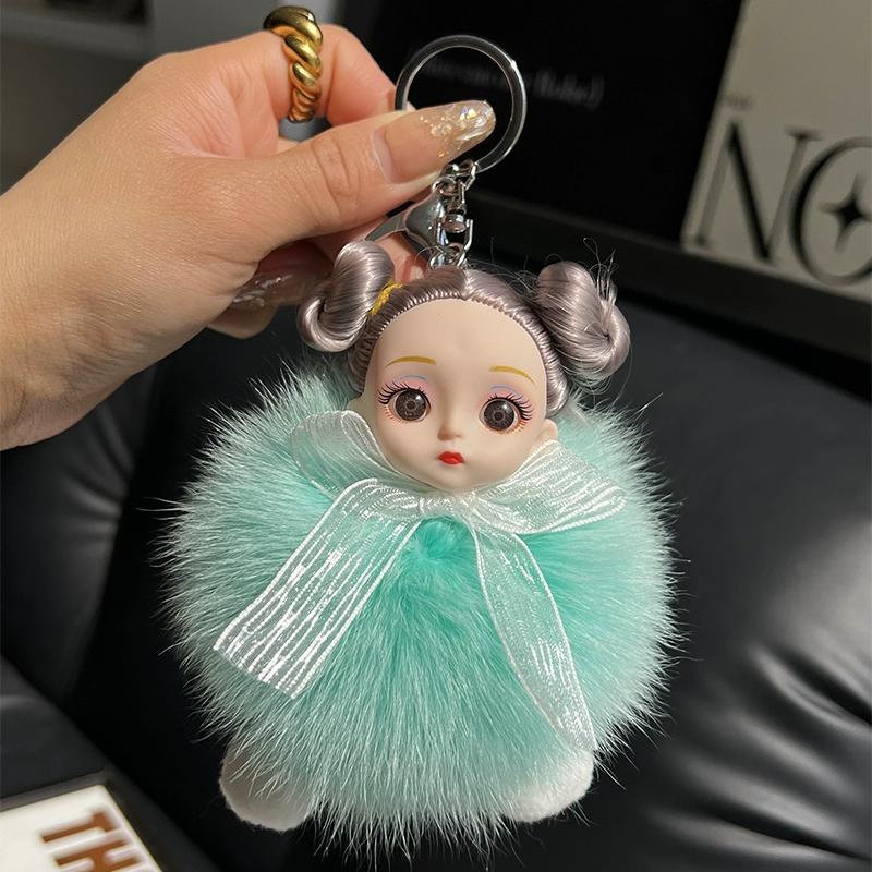 

Кукла из натурального лисьего меха Брелок-подвеска для автомобиля Милая плюшевая кукла Кукла Подвеска для сумки-книги Кукла Подарок для пары