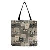 Women Vintage Linen Tote Bag - Large Capacity Print Shoulder Handbag for Casual & Grocery Shopping KTB