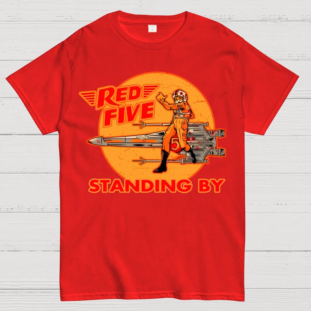 Red Five Standing Dy Unisex 100% Cotton Summer Casual Cool Loose T-Shirt
