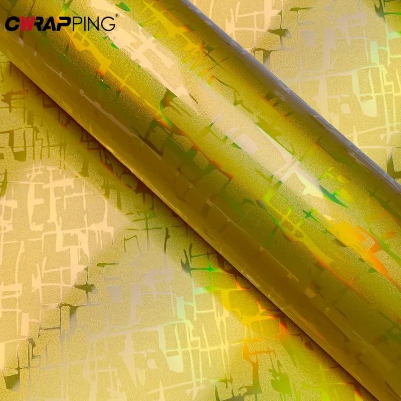 Car Exterior Decoration Glossy Gold Airplane Pattern Film Carbon Fiber Waterproof Vinyl Stickers Creative Modeling Accessories