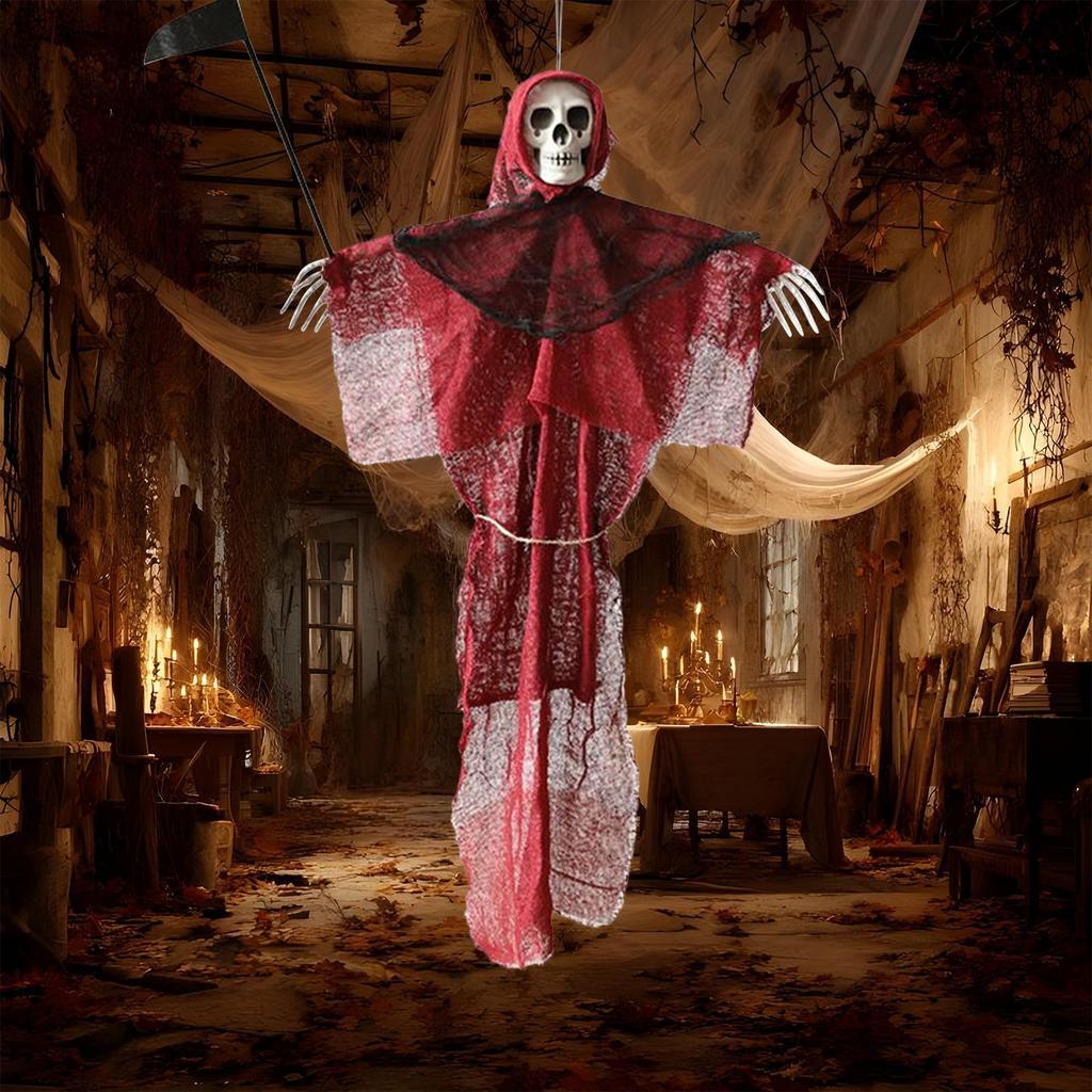 Ghost Halloween Decor Ghost Outdoor Decor Scary Sickle Ornaments for Mantel Tabletop Classroom Porch Garden Patio Window Bedroom