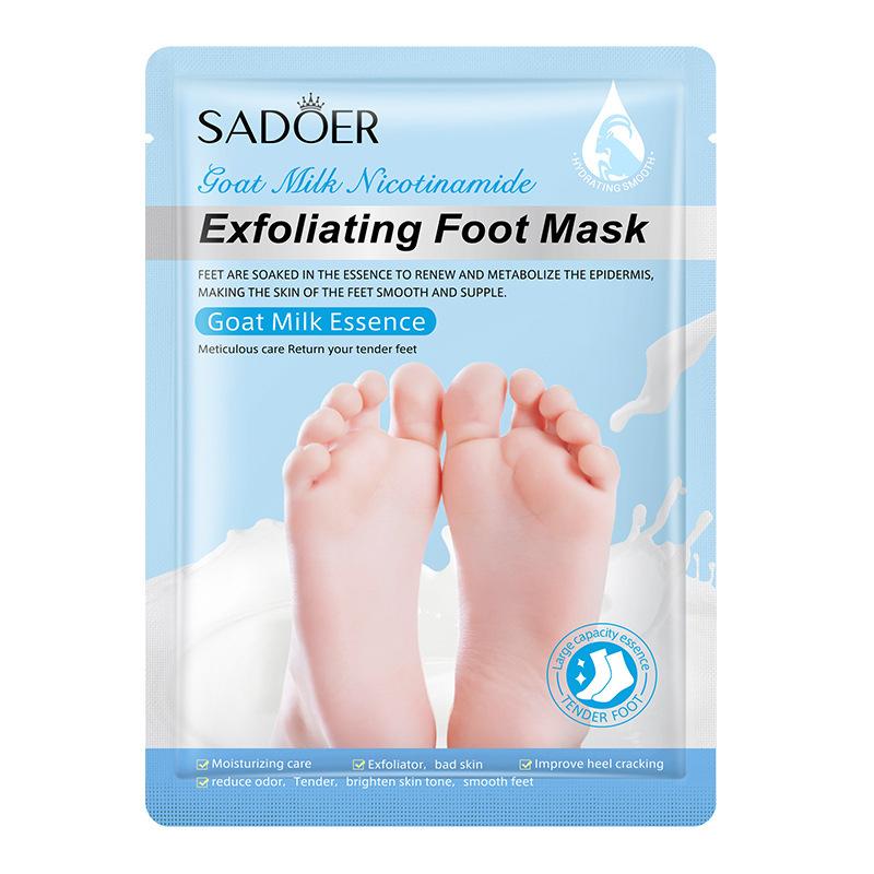 SADOER Goat Milk Niacinamide Lavender Foot Mask Exfoliating Dead Skin Moisturizing Hydrating Foot Care Repair Foot Peel Mask
