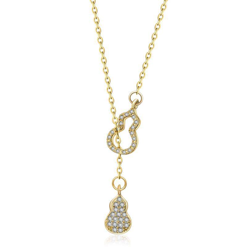 Steel Titanium Elegant Double Gourd Necklace For Women Stylish Ins Happy Luck Design For All Occasions