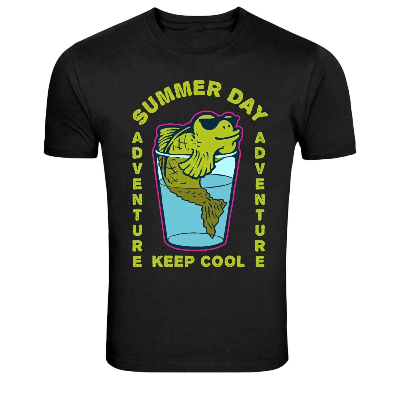 Summer Day Adventure Fish Drink Funny Summer T-Shirt XS