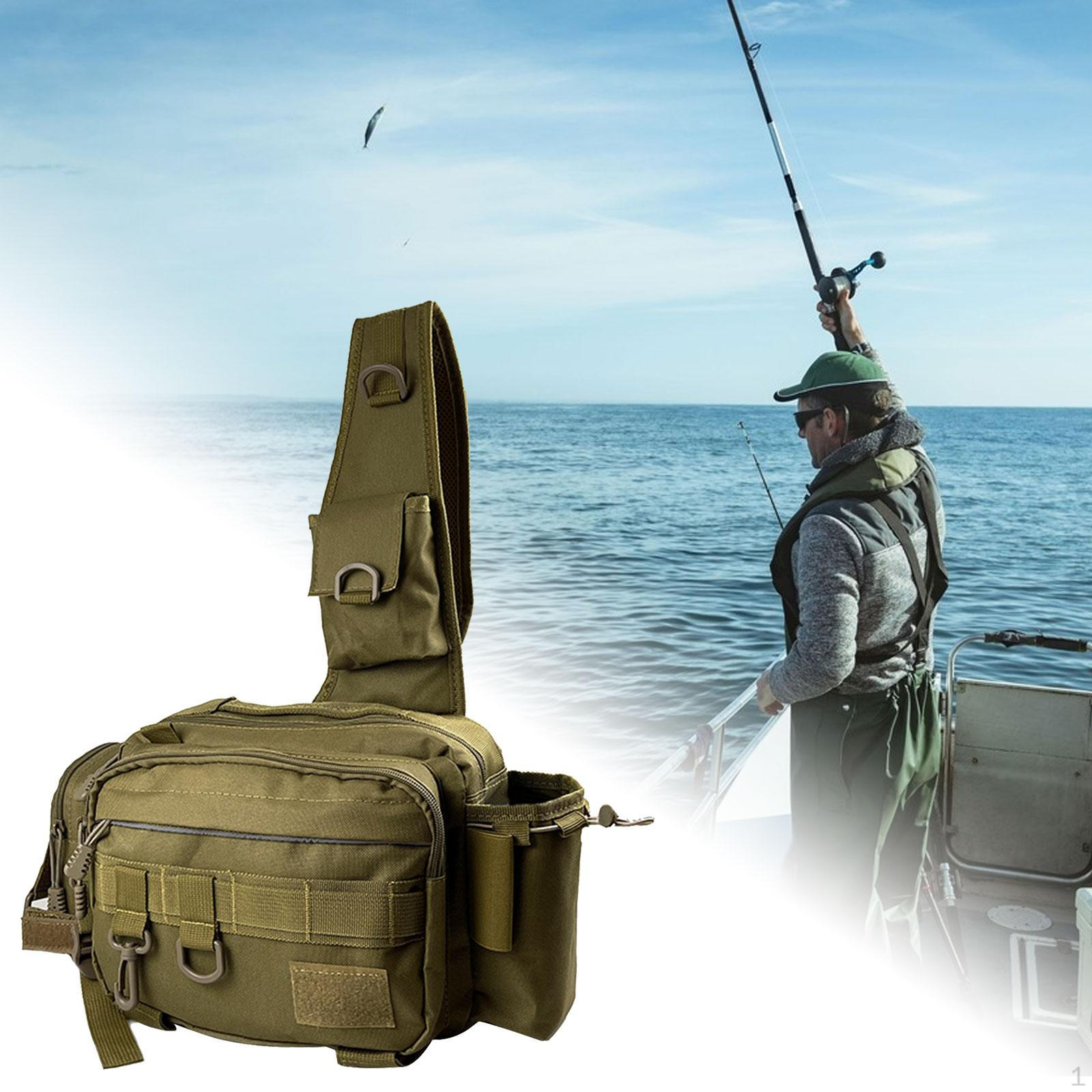 

Fishing Tackle Bag Rod Holder Crossbody Pouch Durable Chest Pack Fanny хакі