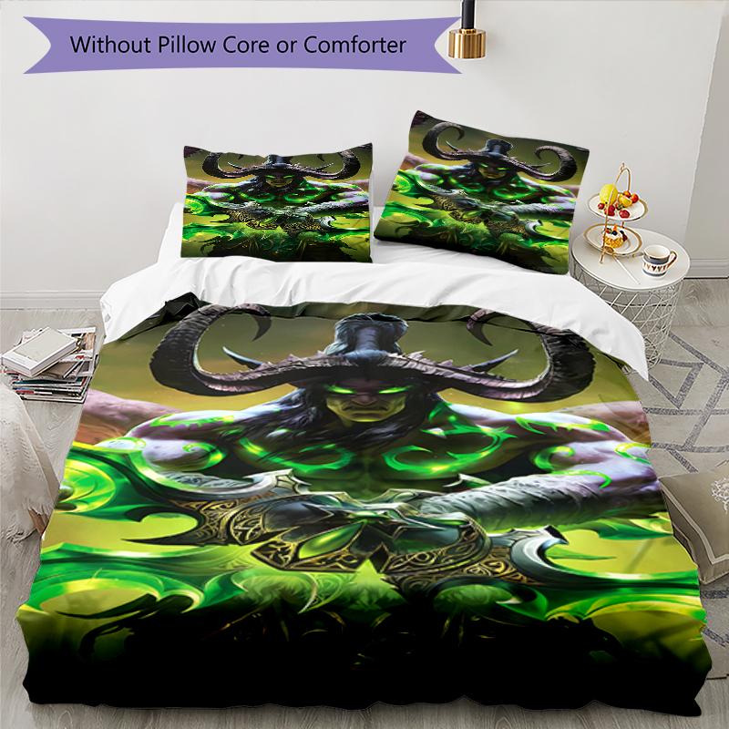 3pcs World of Warcraft Characters2 Pattern Bedding Set Duvet Cover Set Includes Duvet Cover &pillowcases, Perfect All Season Bedroom Decoration & Gift