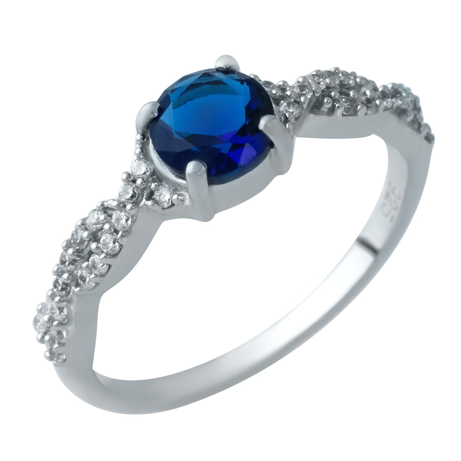 

Срібна каблучка з сапфіром nano 0.633ct (1930106) 2.3 гр. 925 проби 17 синій