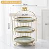 Golden Edged Double-layer Ceramic Tray, Cake Rack, Snack, Fruit Tray, Afternoon Tea Dessert Display Stand, Metal Bow Bracket