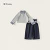 Girl Spring Dress Up Kids Cotton Long Sleeve Suit With Lace Trim For Ages 3 To 8
