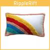Bohemian Style Rainbow Pillow Cover Soft Cotton Linen With Tassels And Embroidery