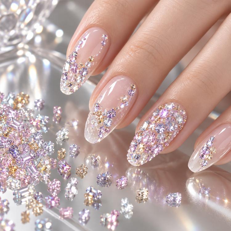 1440 PCS / Set Mini Flat Bottom Sparkling Diamond Nail Jewelry Set