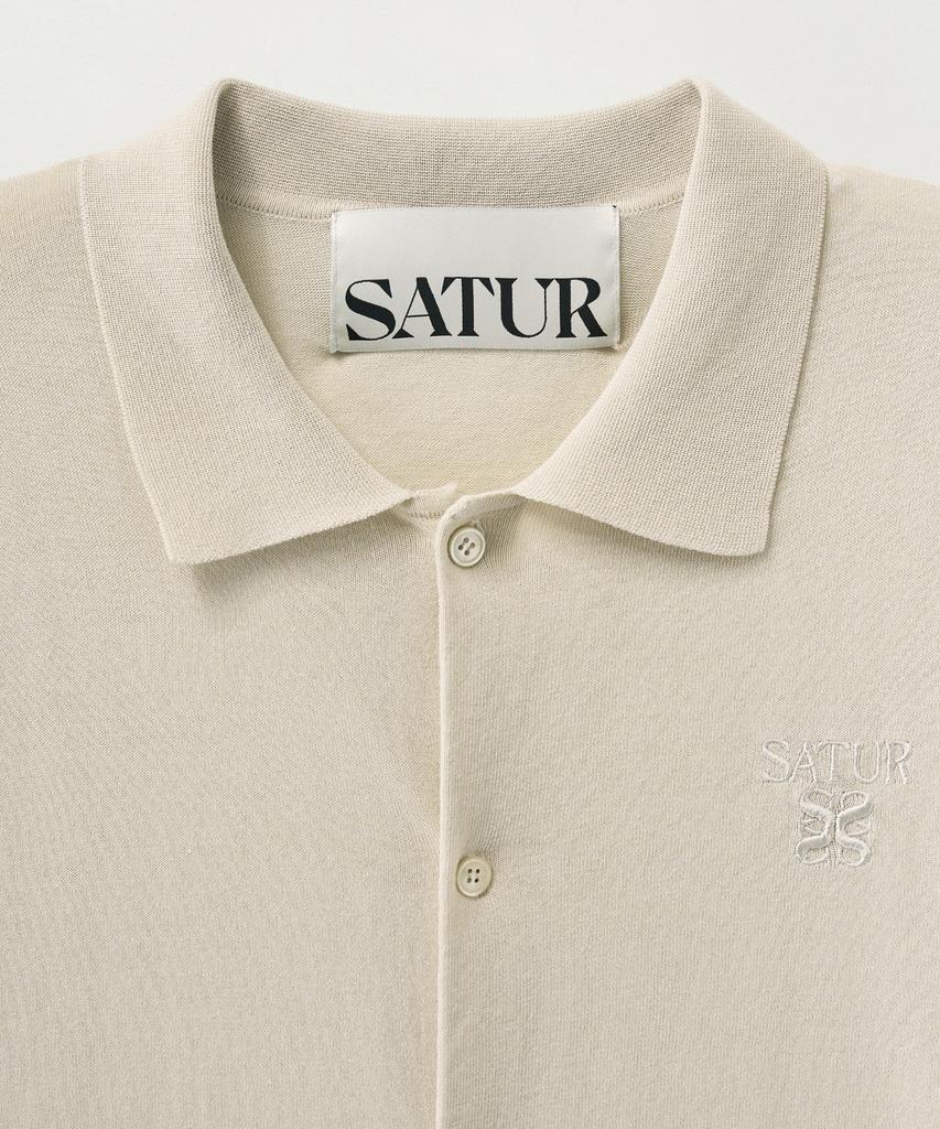 Satur Lightweight Collar Half Cardigan Oatmeal
