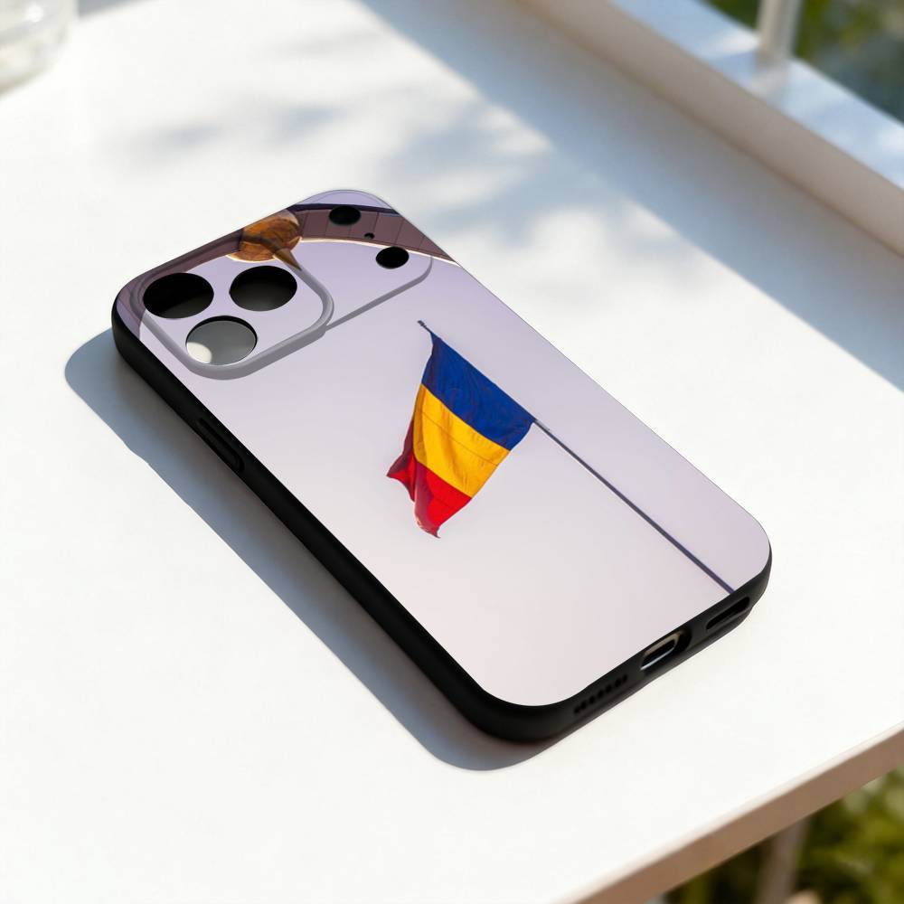 

Republic of Chad Flag Phone Case For iPhone 17,16,15,14,13,12,11,Pro,Max,Plus,E,SE4,Air,Mini Black Precise Hole Matching iPhone17