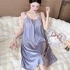 Ice Silk Pajamas Women's Summer New Jacquard Small Sexy Suspender Nightdress with Chest Pad Student Sweet Loungewear