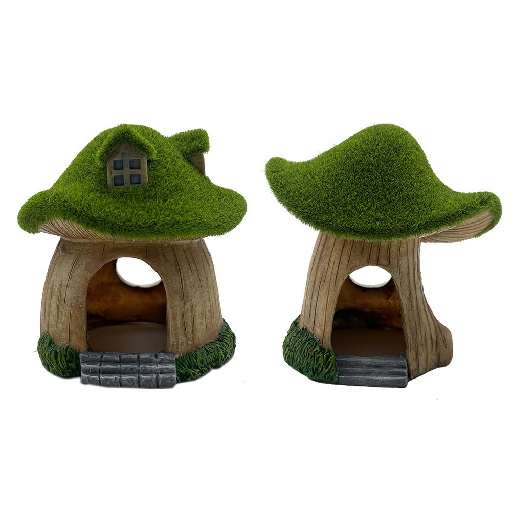 Aquarium Decoration Mushroom House Resin Fish Cave Shrimp Hideout Shelter Moss Mushroom Small House Decor for Home Fish Tanks