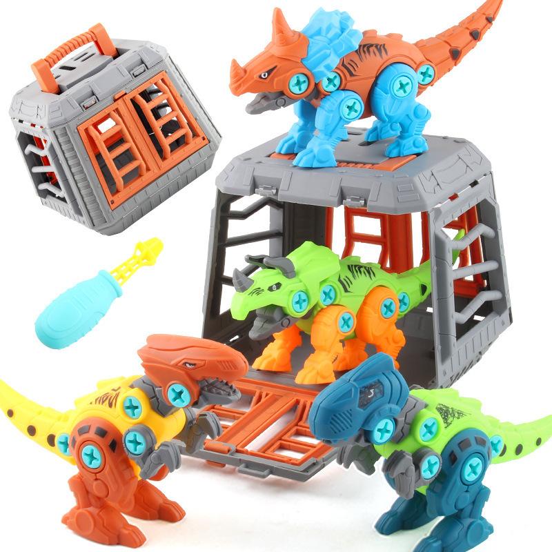 Diy Assembling Dinosaur Building Block Manual Nut Screwing Screw Building Block Assembling 5-Piece Set Portable Storage Box Set Toy
