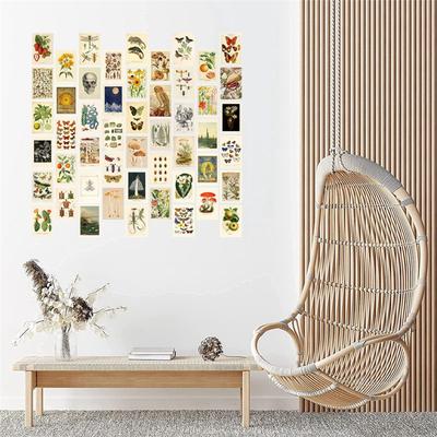 ABWR-Vintage-Ästhetik Wandcollage-Kit - 50 Mini-Botanische Cottagecore Collage-Kunstposter (4X6 Zoll), Für trendige Fotowand