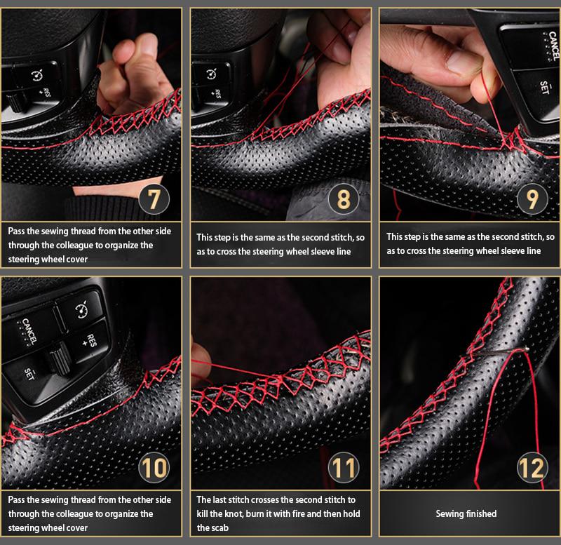 Braid On Steering Wheel Car Steering Wheel Cover With Needles and Thread Diameter 38cm