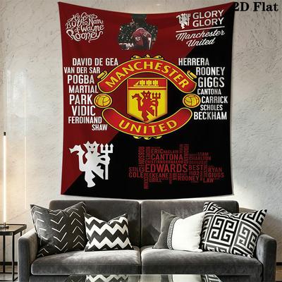 Man Utd Q Wall Hanging Printed Fabric Blanket Decorative Tapestries for Bedroom Living Room Home Decor