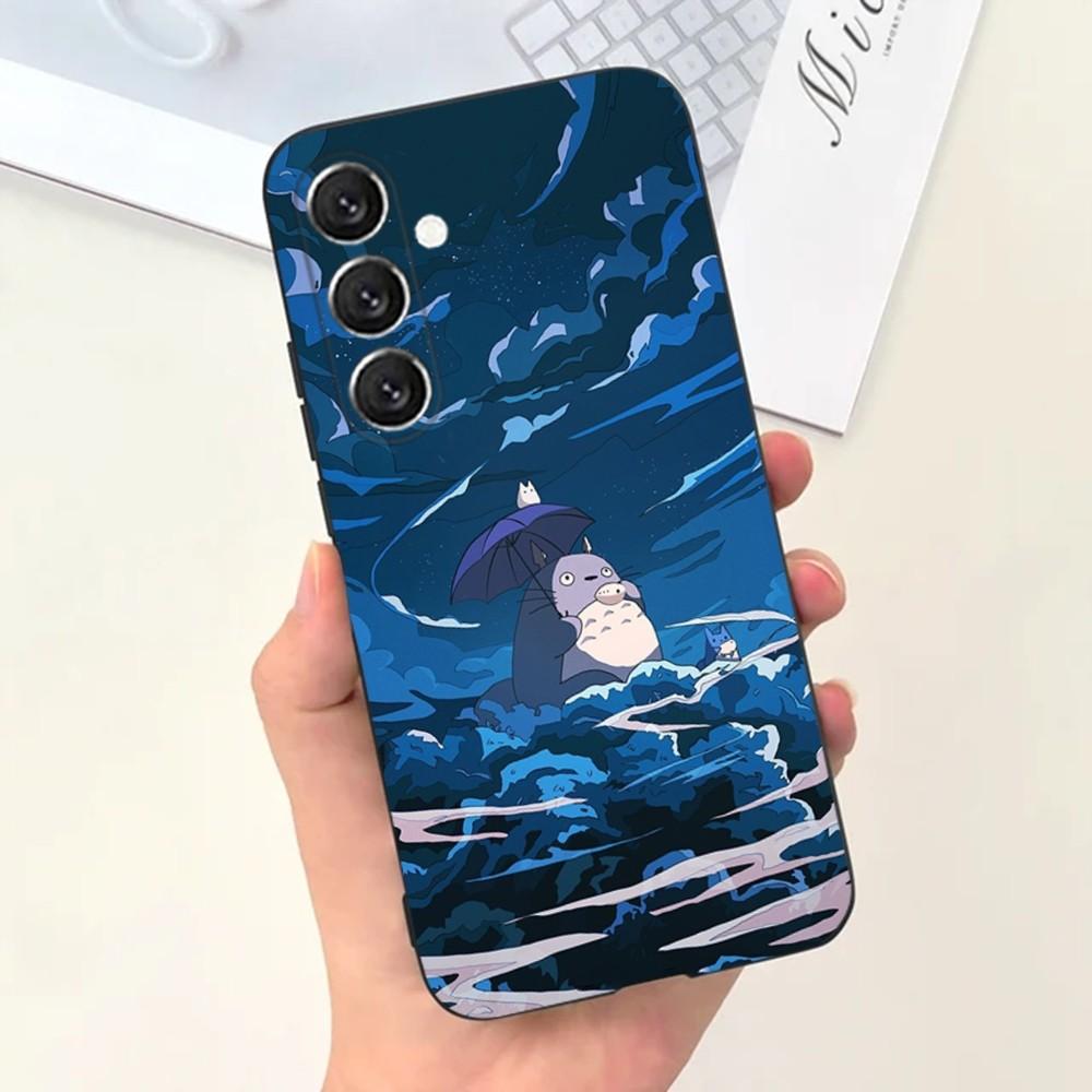 Custodia per Telefono Cartoon T-Totoro-ES Per Samsung S25,S24,S21,S22,S23,S30,Ultra,S20,Plus,Fe,Lite,Note,10,9,5G Copertura Nera