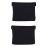 2pcs Earphone Pouch PU Leather Black Auto Elastic Closure Portable Earbud Storage Bag for Coin Key USB Drive Jewelry